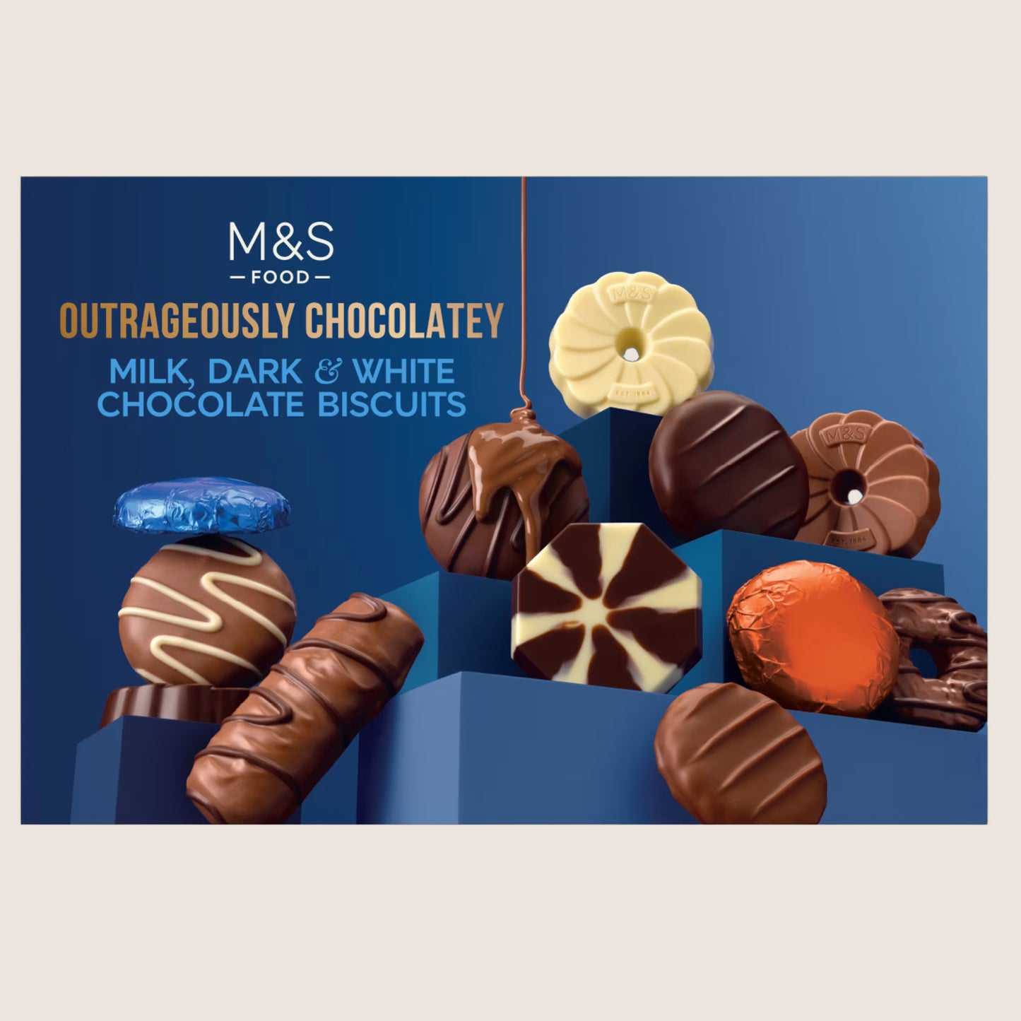 M&S Outrageously Chocolatey Milk, Dark And White Chocolate Biscuits 450 g