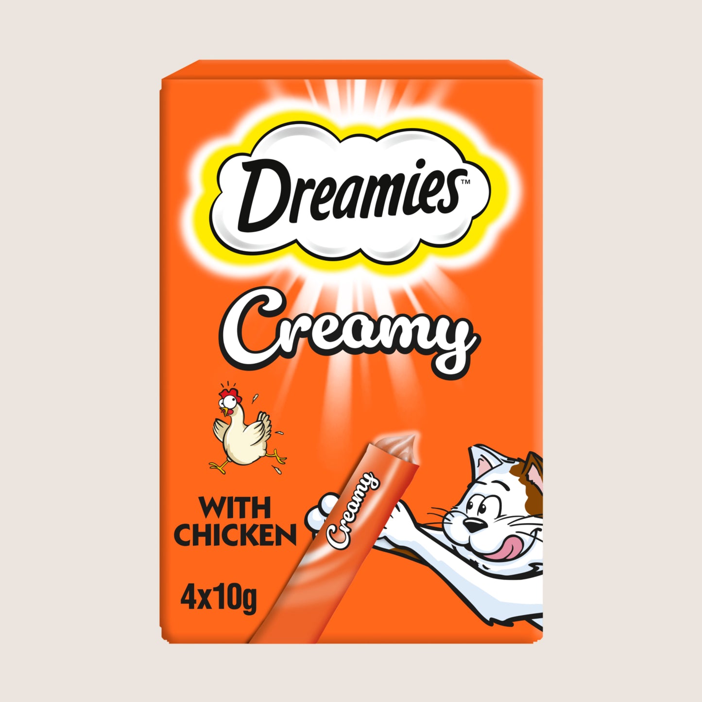 DREAMIES Creamy Snack Cat & Kitten Treat with Chicken Grain Free 4 x 10g