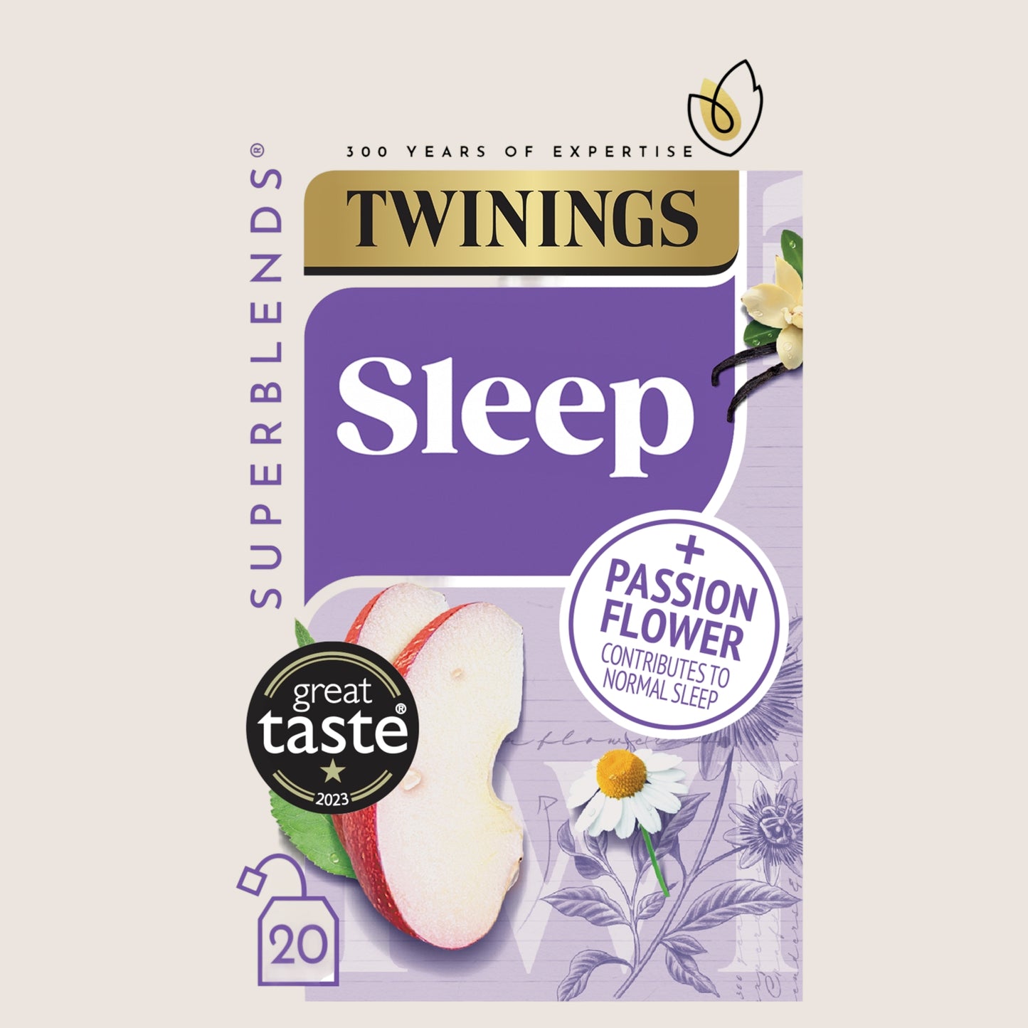Twinings 20 Superblends Sleep Spiced Apple & Vanilla with Camomile & Passionflowers Vegan Friendly 30g