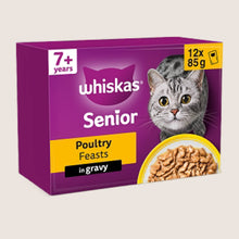 Whiskas Senior 7+ POULTRY Feasts Wet Cat Food Pouches in Gravy Senior Formula 12 x 85g