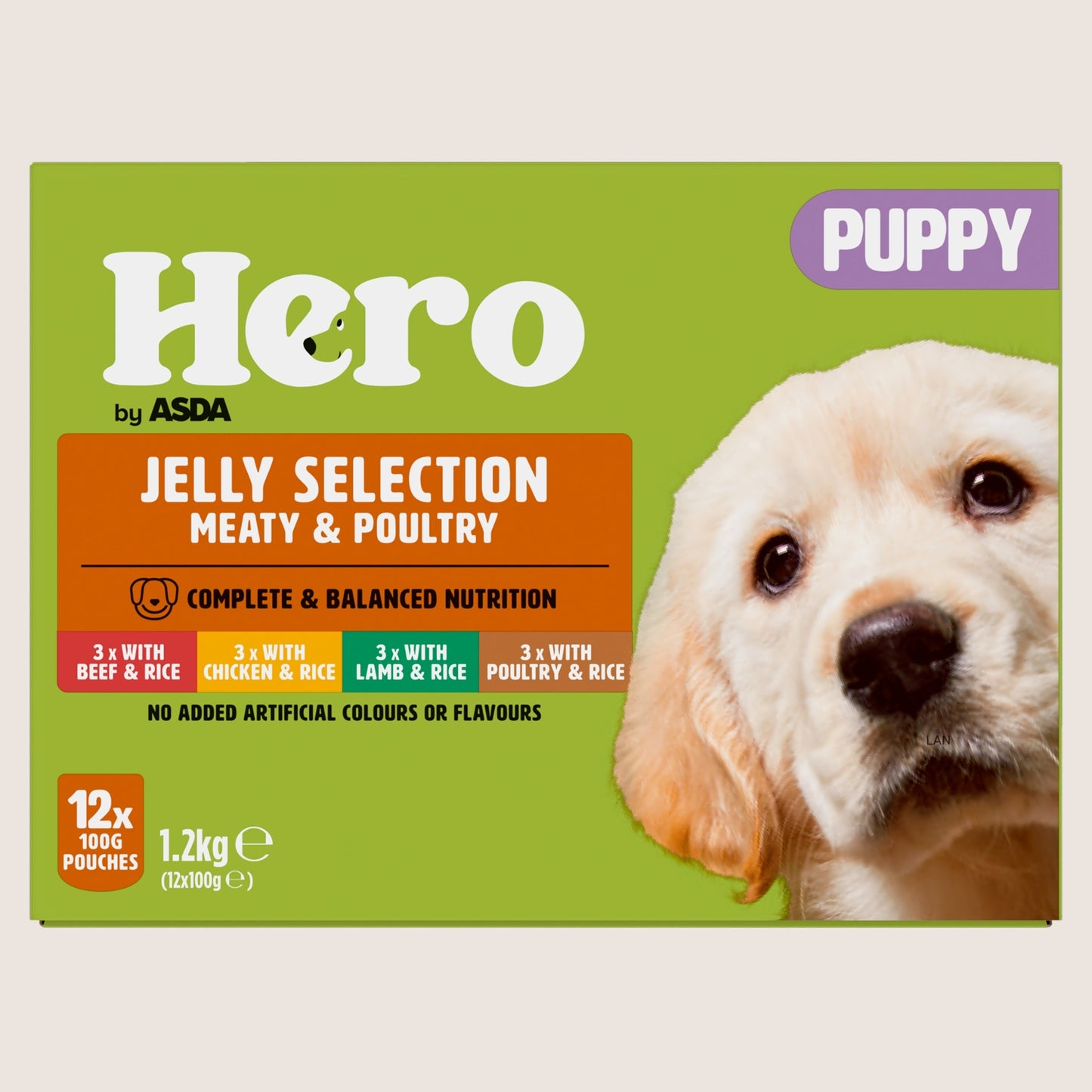 Hero by ASDA Hero Jelly Selection Meaty & Poultry Puppy Complete Nutrition 12 x 100g