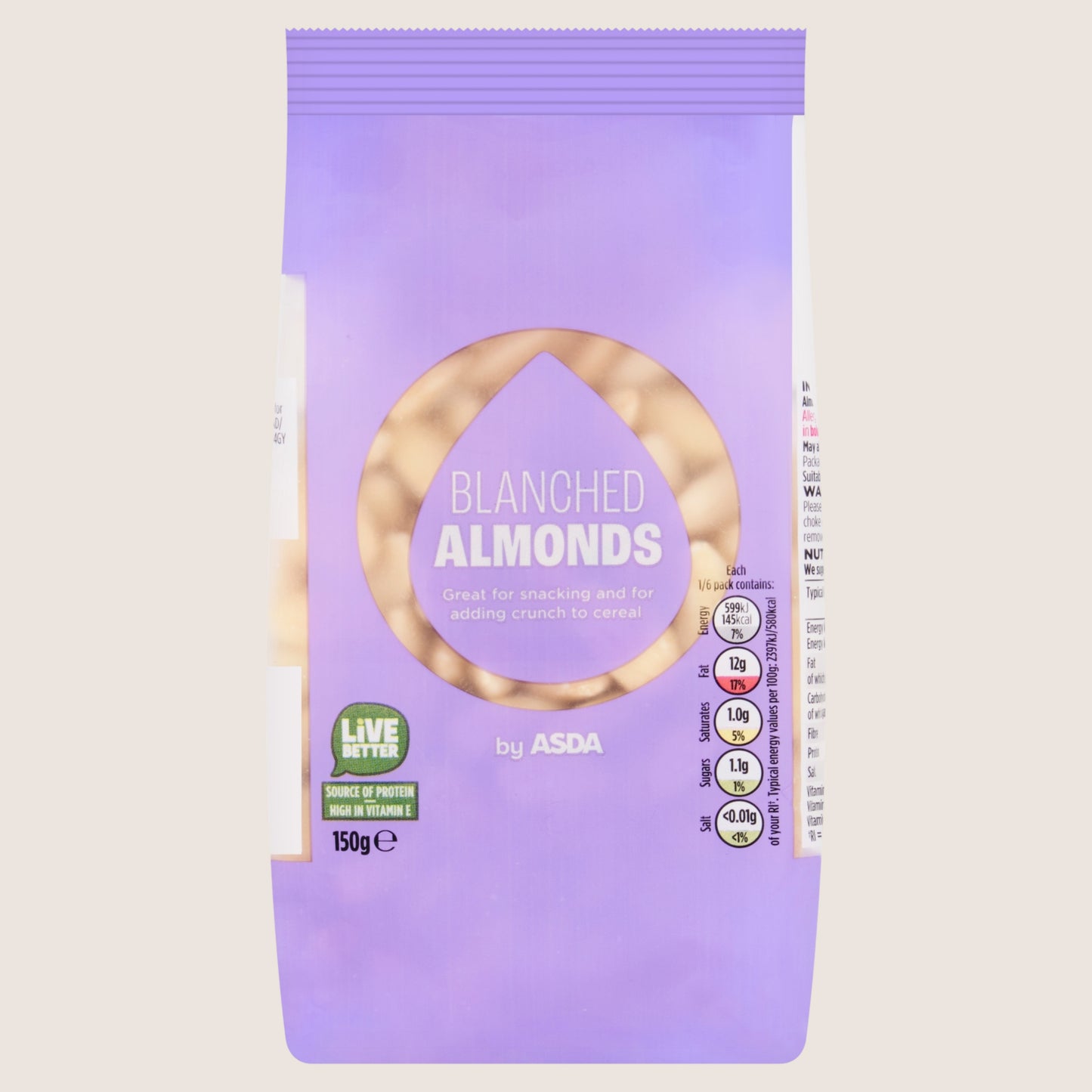 ASDA Blanched Almonds Multipack 150g