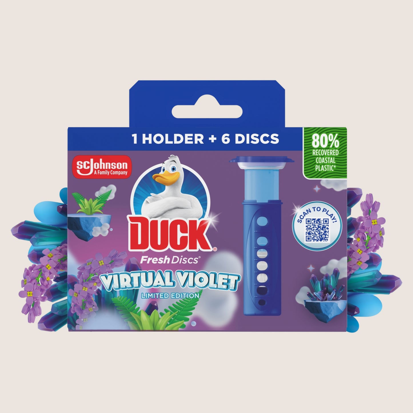 Duck Fresh Disc Holder & Refill Starter Kit Virtual Violet 36ml