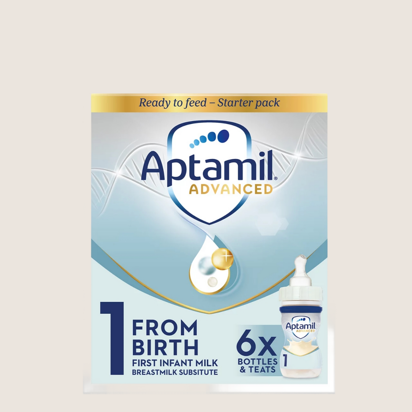 Aptamil Advanced 1 First Baby Milk Formula Starter Pack Ready to Use Liquid from Birth Starter Pack 6x70 ml