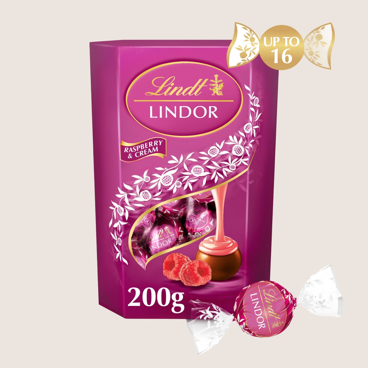 Lindt Lindor Raspberry & Cream Chocolate Truffles Box 200g