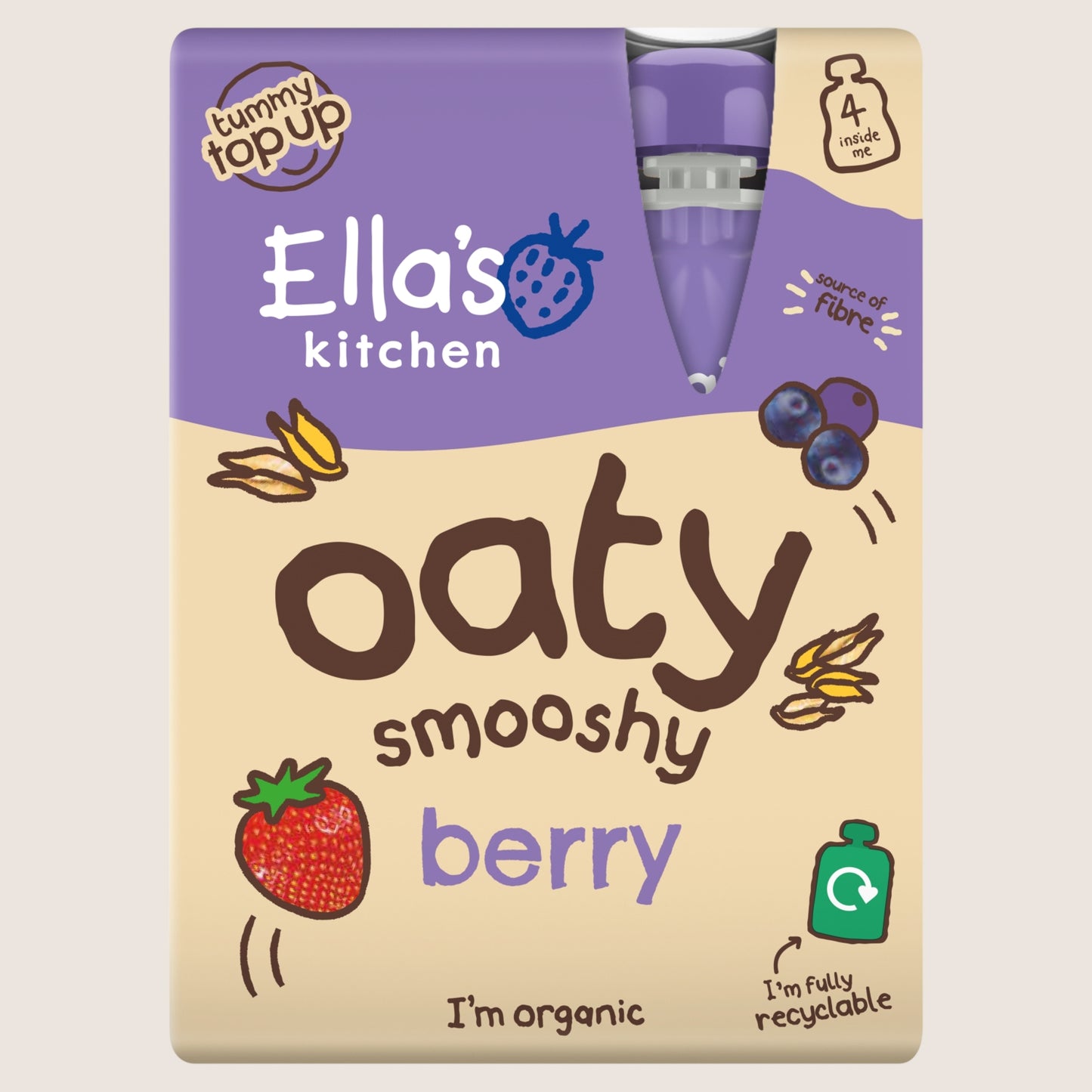 Ella's Kitchen Berry Oaty Smooshy Gentle Formula 4 x 90g
