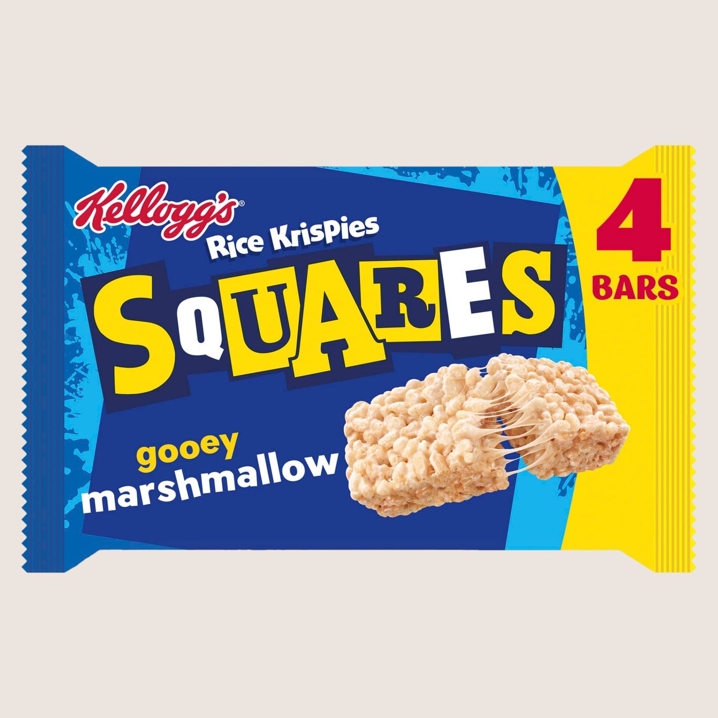 Kellogg's Rice Krispies Squares Chewy-Tastic Marshmallow Snack Bars Vitamin Fortified 4x28g