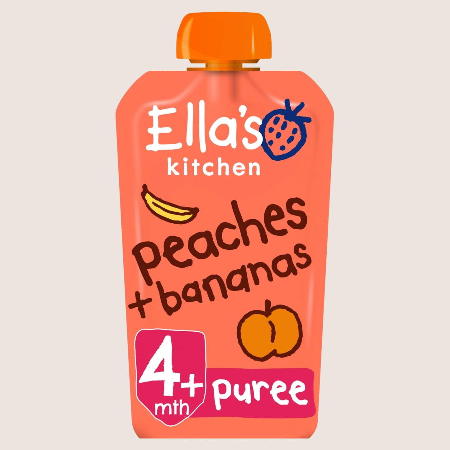 Ella's Kitchen Organic Peaches and Bananas Baby Pouch 4+ Months 120g