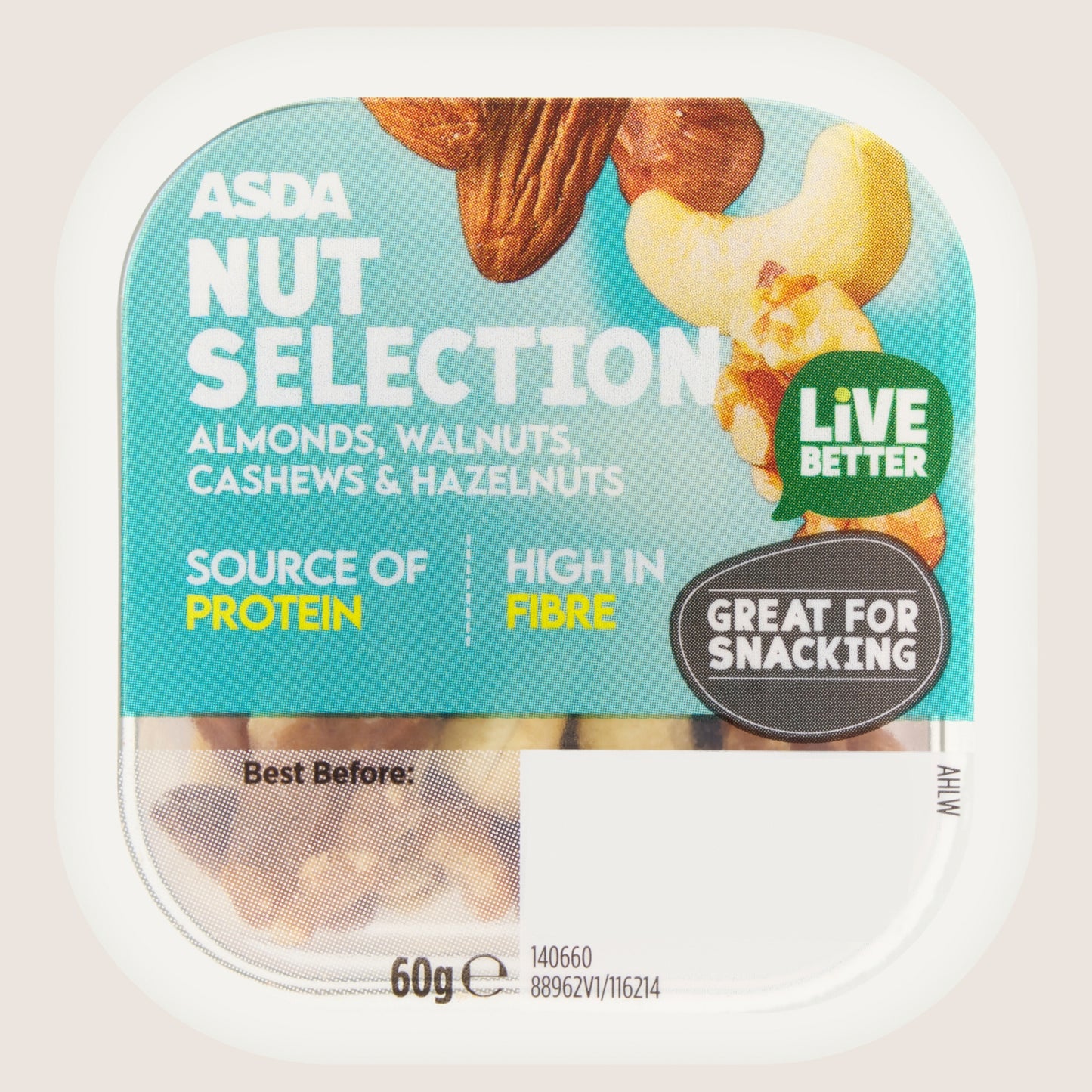 ASDA Almonds, Walnuts, Cashews & Hazelnuts Nut Selection Multipack 60g