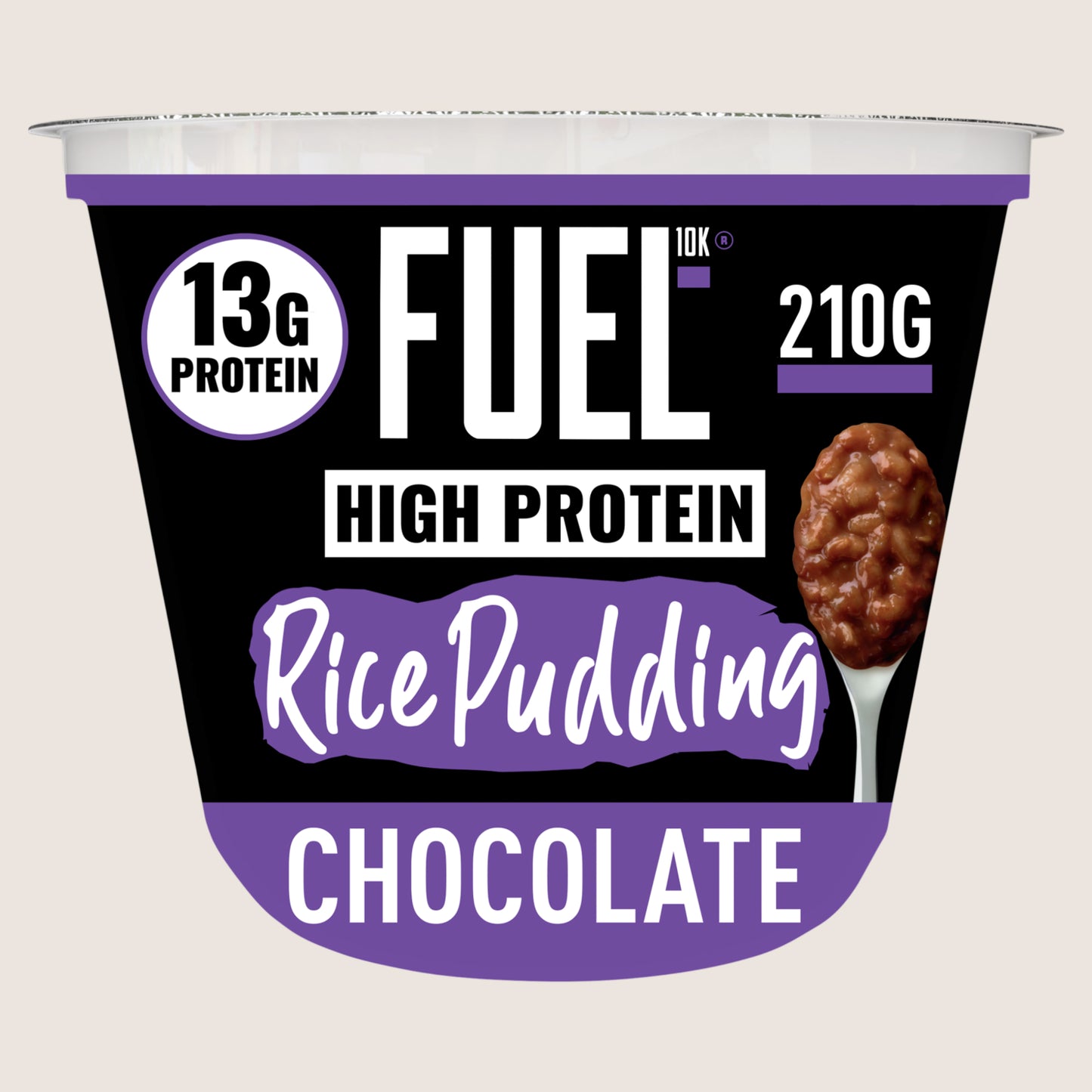 FUEL10K Chocolate Flavour High Protein Rice Pudding Dessert Snack Pot No Artificial Additives 210g
