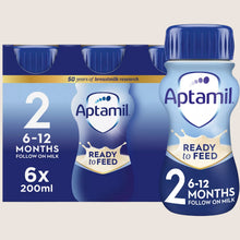 Aptamil 2 Follow On Baby Milk Ready to Drink Liquid Formula, 6-12 Months, Pack of 6 Ready to Use 200 ml