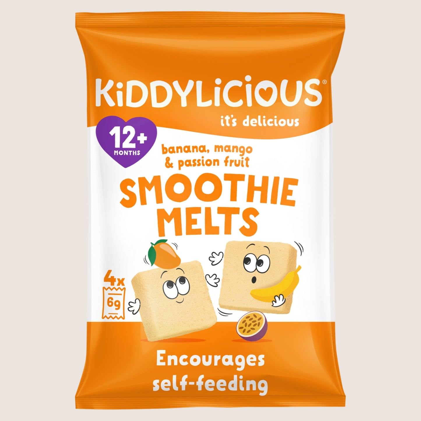 Kiddylicious Banana Mango & Passion Fruit Smoothie Melts 12+ Months No Artificial Additives 4 x 6g