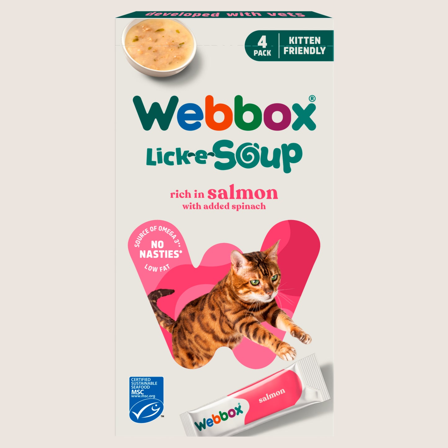 Webbox Lick-e-Soup Rich in Salmon Nutritionally Complete 4 x 20g