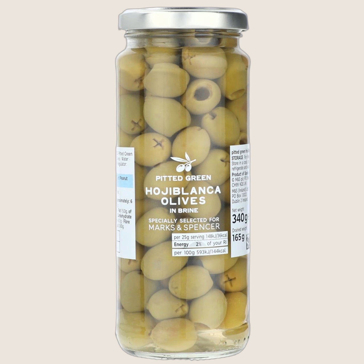 M&S Pitted Green Hojiblanca Olives 340 g