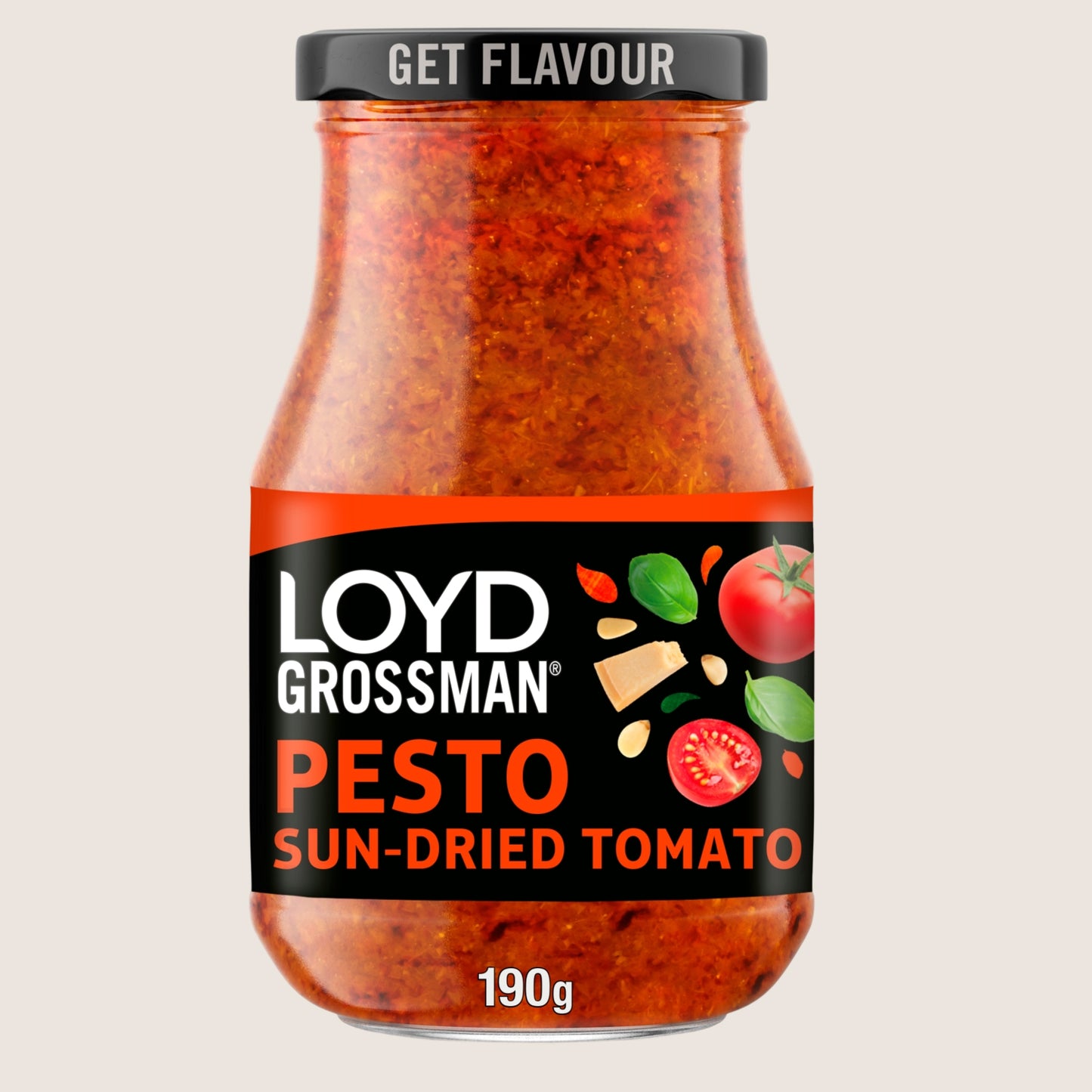 Loyd Grossman Italian Red Sun-Dried Tomato Pesto No Artificial Additives 190g