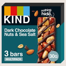 KIND Dark Chocolate Nuts & Sea Salt Bars  Gluten Free 3 x 30g