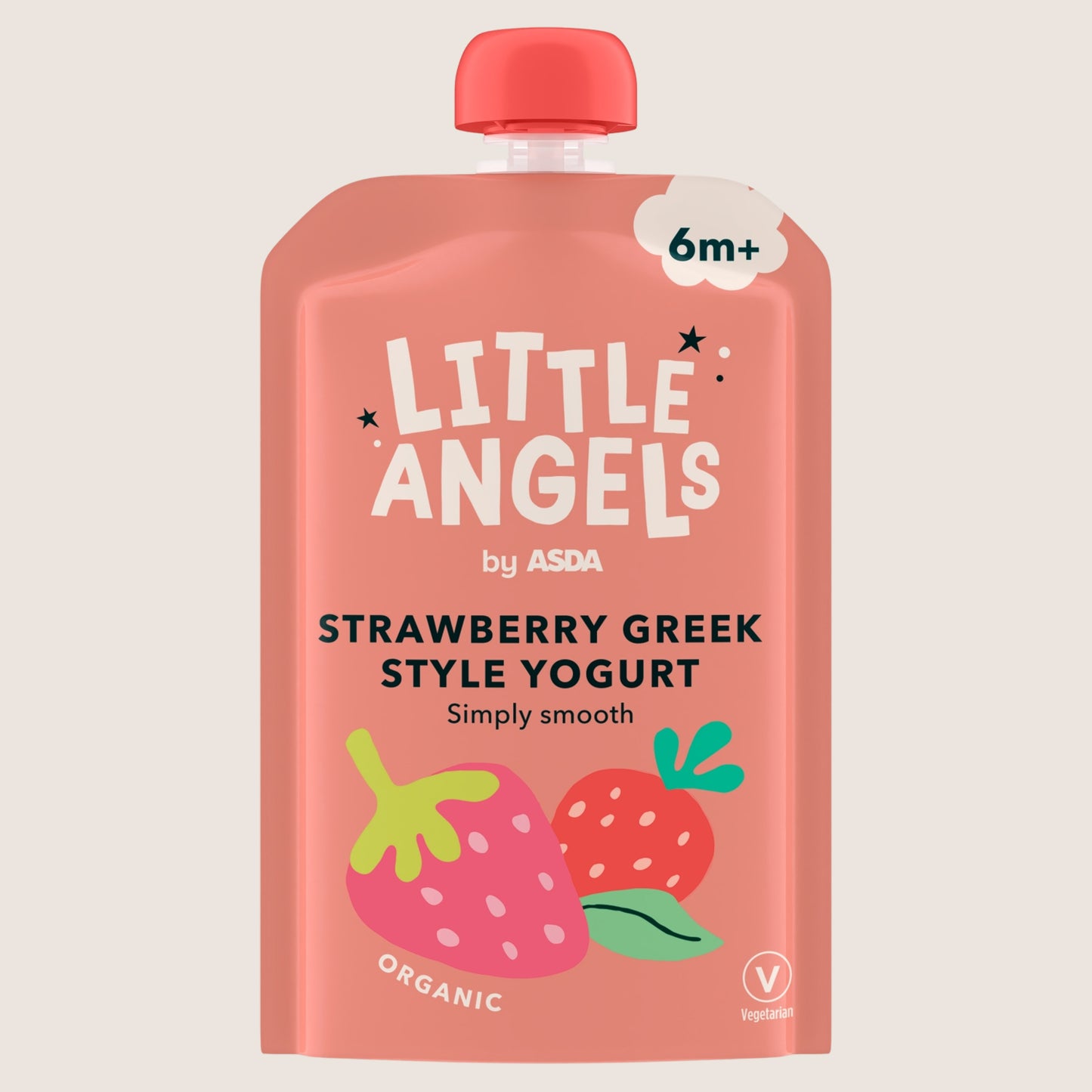 LITTLE ANGELS by ASDA Organic Strawberry Greek Style Yogurt 6+M 90g