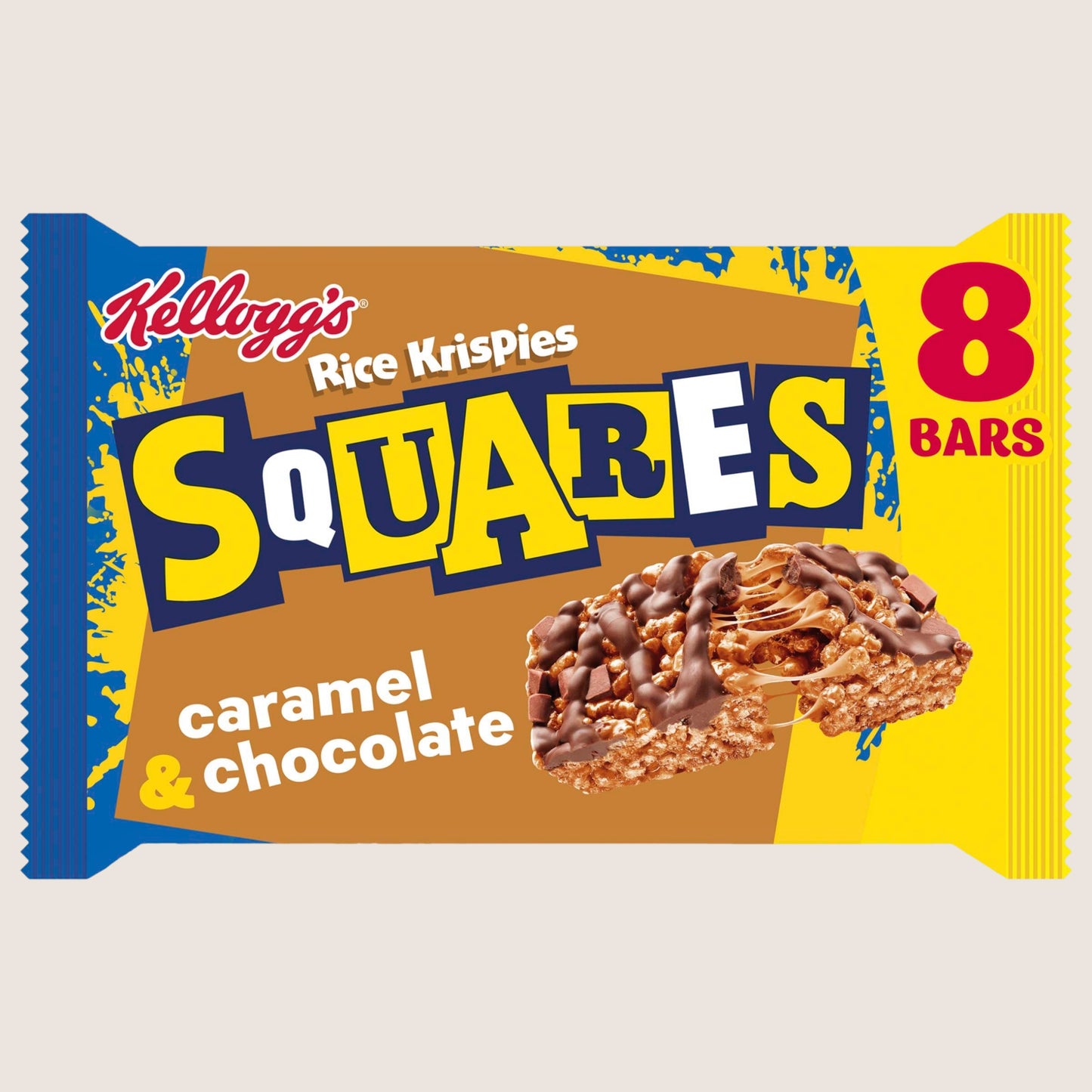 Kellogg's Rice Krispies Squares Caramel & Chocolate Snack Bars Vitamin Fortified 8x36g
