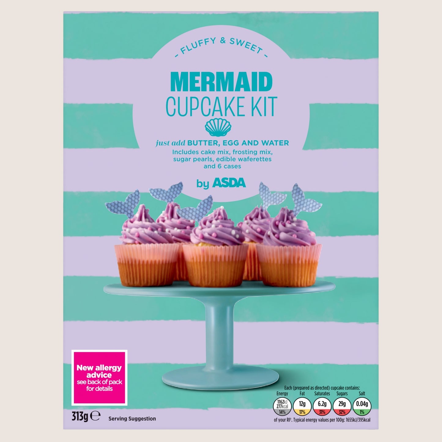 ASDA Mermaid Cupcake Kit Fortified with Vitamins 313g