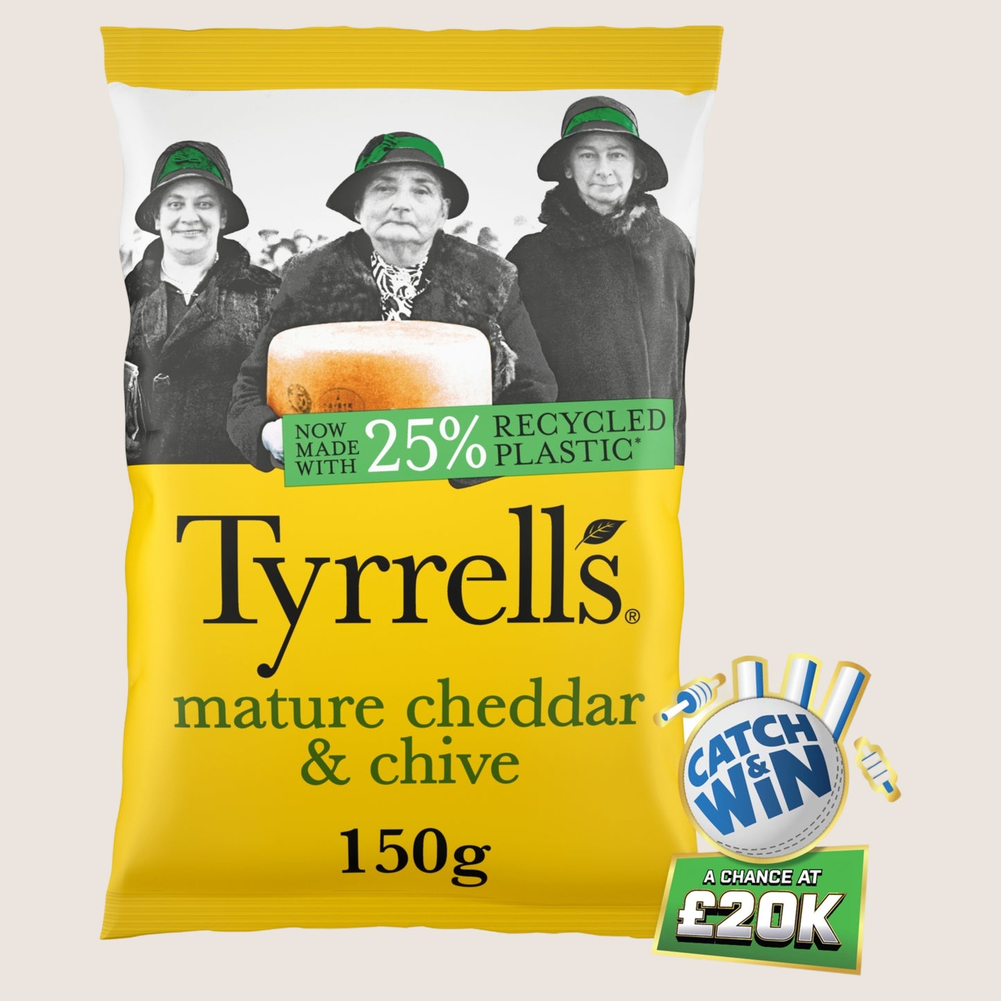 Tyrrells Mature Cheddar & Chive Sharing Crisps Gluten Free 150g