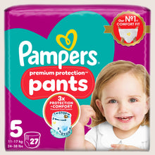 Pampers Premium Protection Nappy Pants Size 5, , - Essential Pack Dermatologist Tested 27 Nappie 11kg