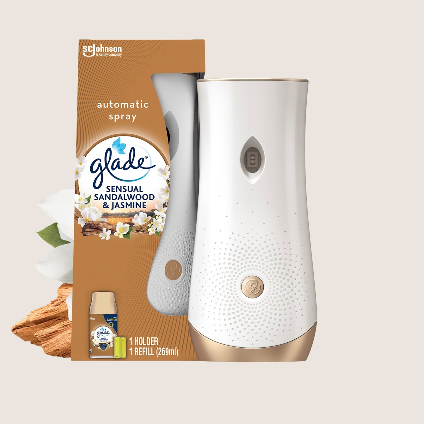 Glade Automatic Spray Air Freshener Holder & Refill Sandalwood & Jasmine 269ml