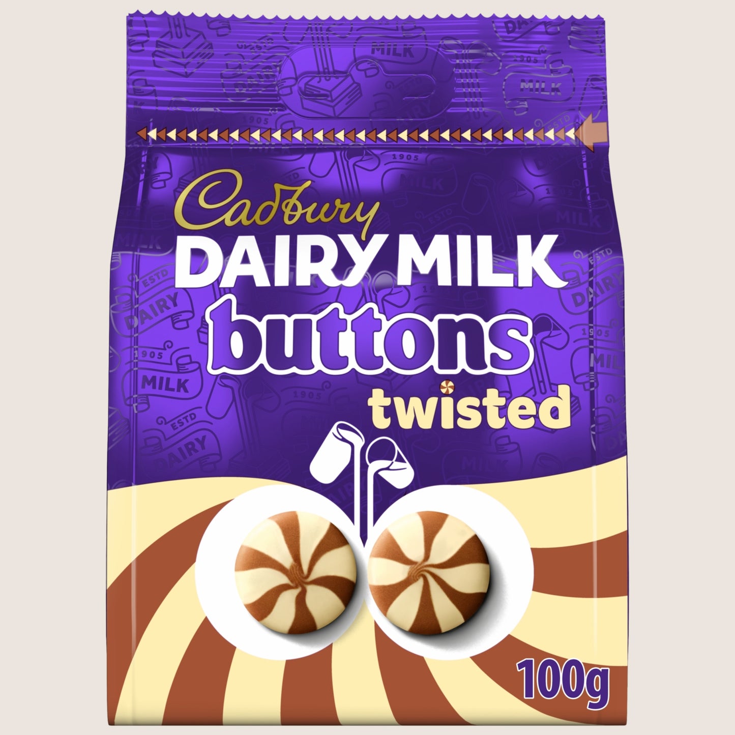 Cadbury Dairy Milk Twisted Milk & White Chocolate Buttons Bag 100g
