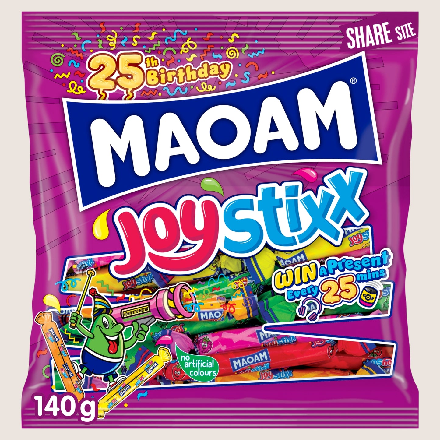 Maoam Joystixx Fruit & Cola Flavour Chewy Sweets Sharing Bag 140g