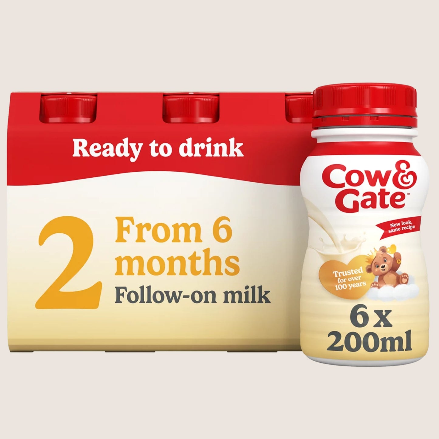 Cow & Gate 2 Follow On Baby Milk Liquid Formula Ready to Drink, 6-12 Months Ready to Use 6x200 ml