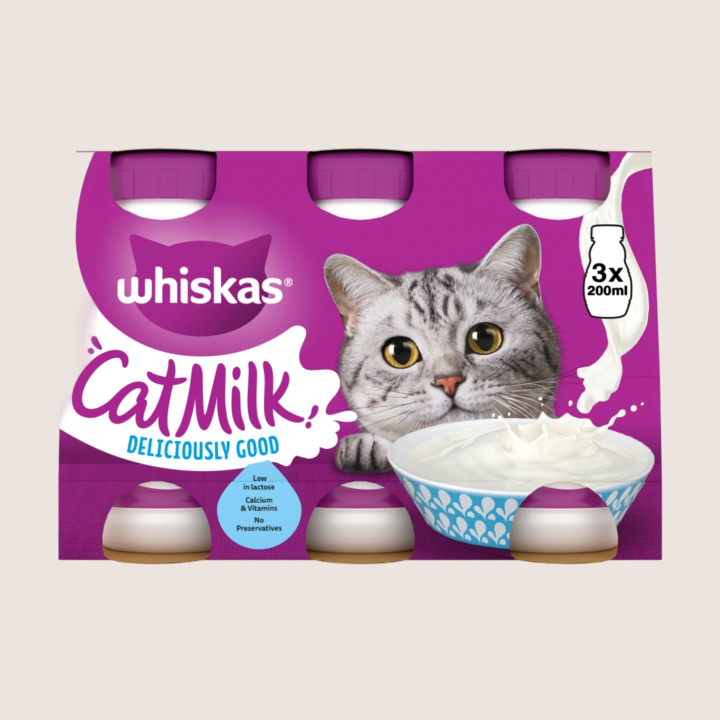 Whiskas Kitten Cat Milk Bottle&nbsp; No Artificial Additives 3 x 200ml