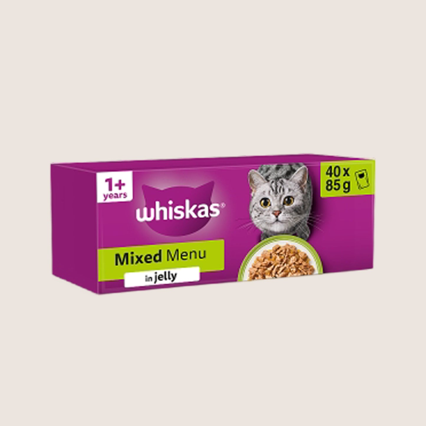 Whiskas 1+ MIXED Menu Wet Cat Food Pouches in Jelly With Taurine 40 x 85g