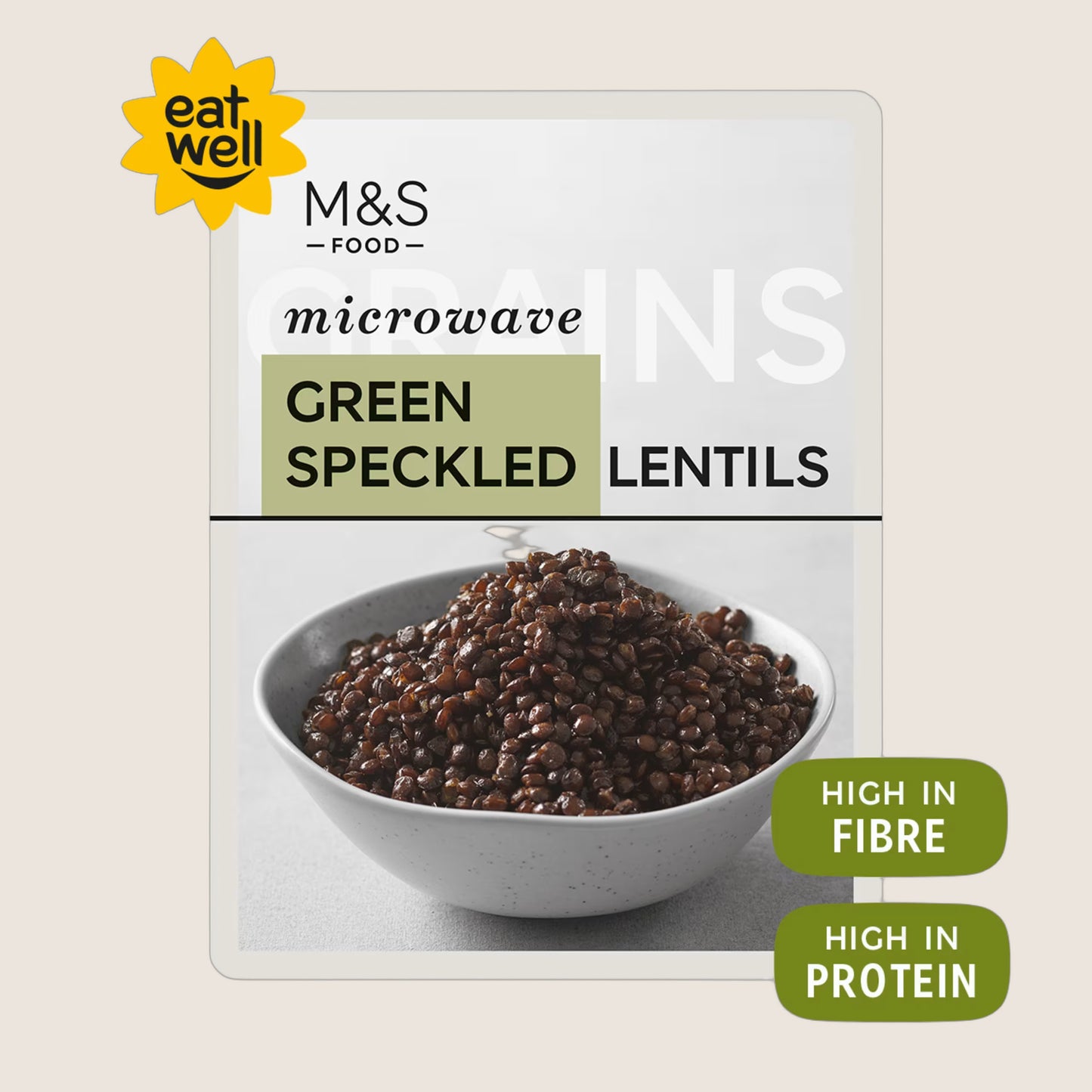 M&S Microwave Green Speckled Lentils 250 g