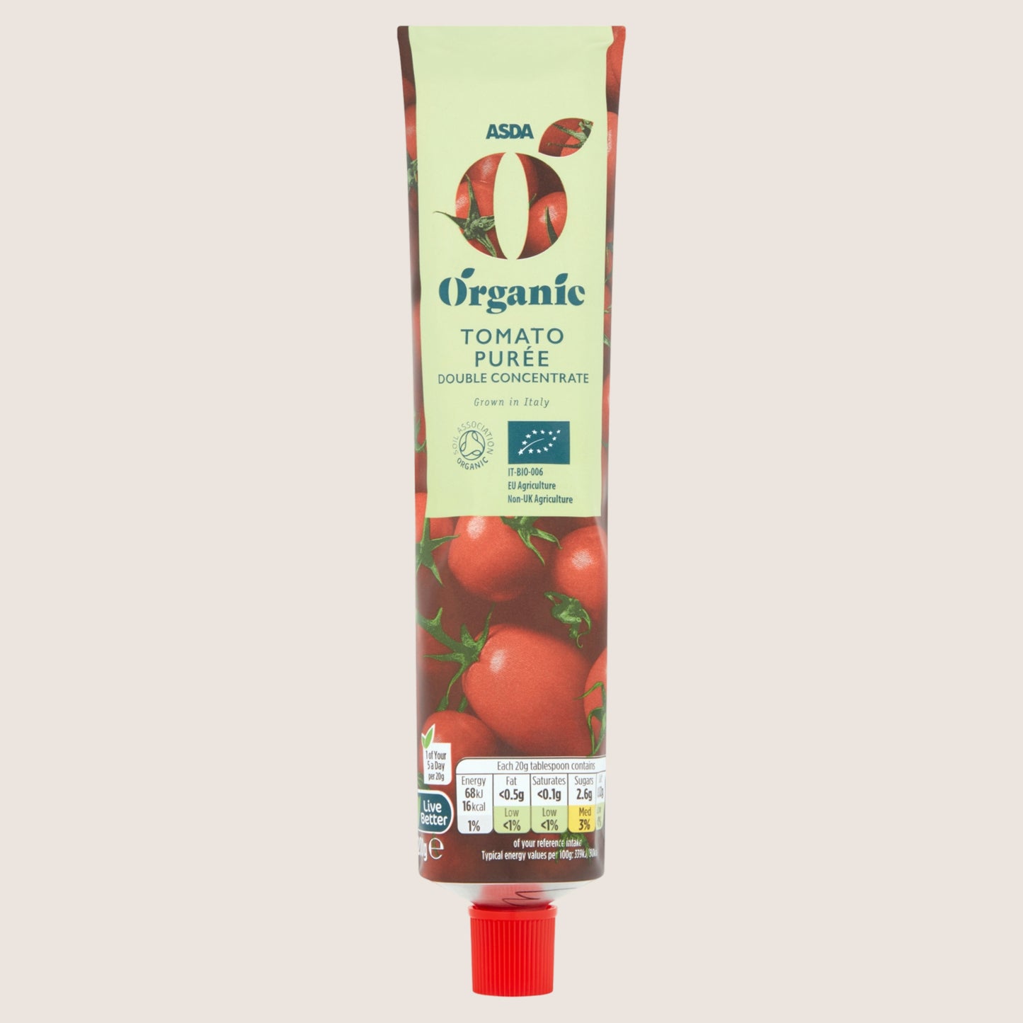 ASDA Organic Organic Tomato Purée Double Concentrate Sun Ripened Tomatoes 200g