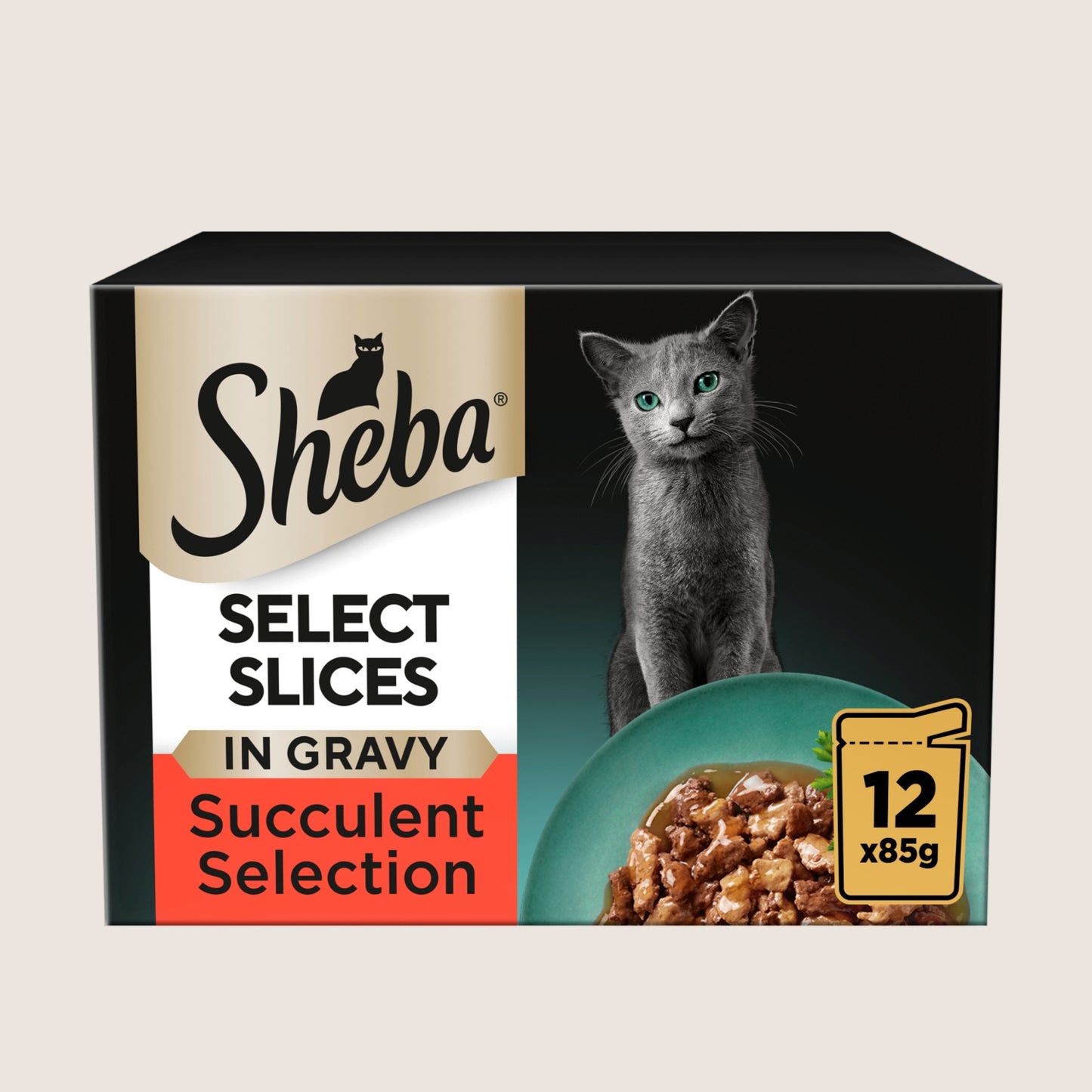 Sheba Select Slices Adult Wet Cat Food Succulent Selection Gravy Pouch With Taurine 12x85g