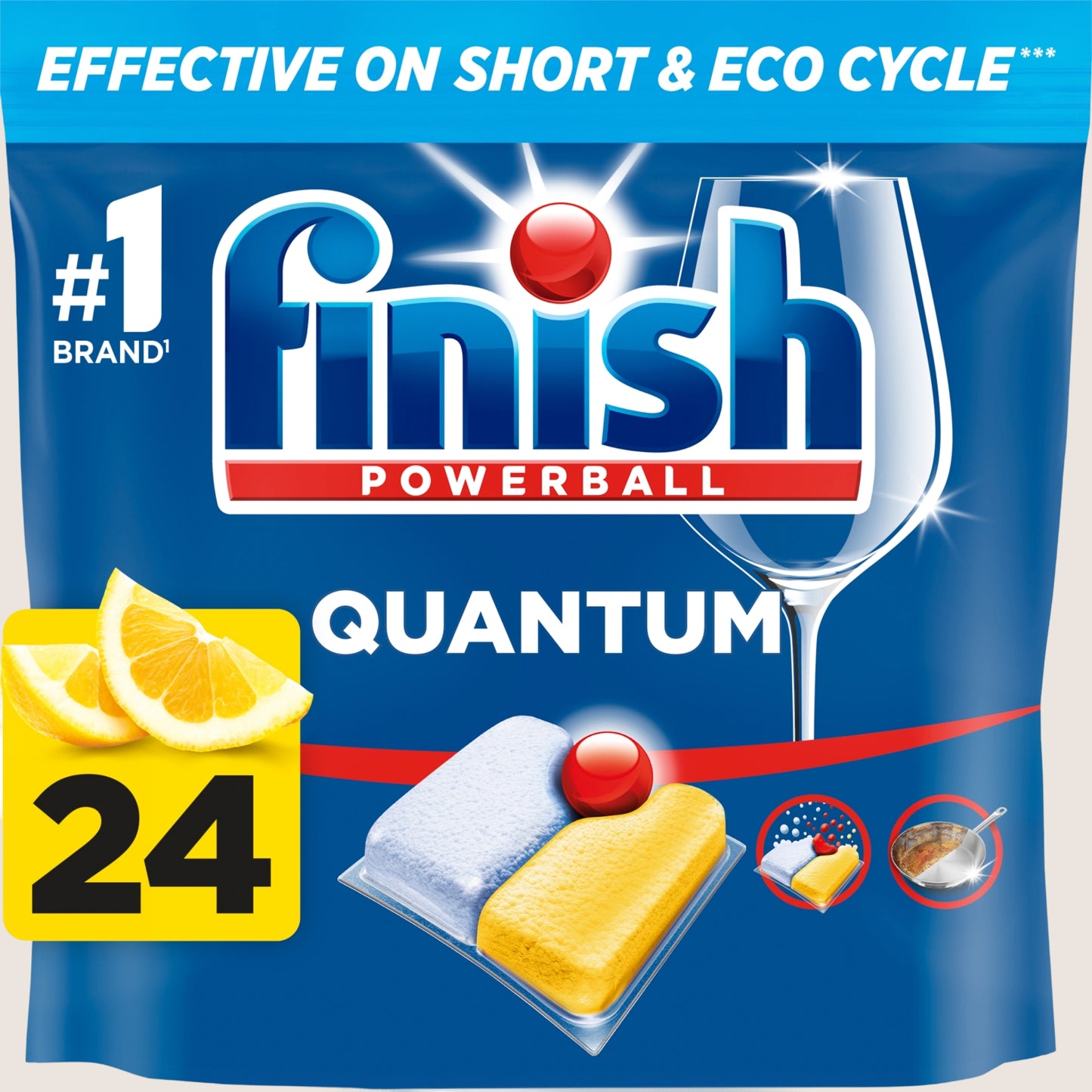 Finish Quantum All In One Lemon Dishwasher Tablets - 24 Tabs