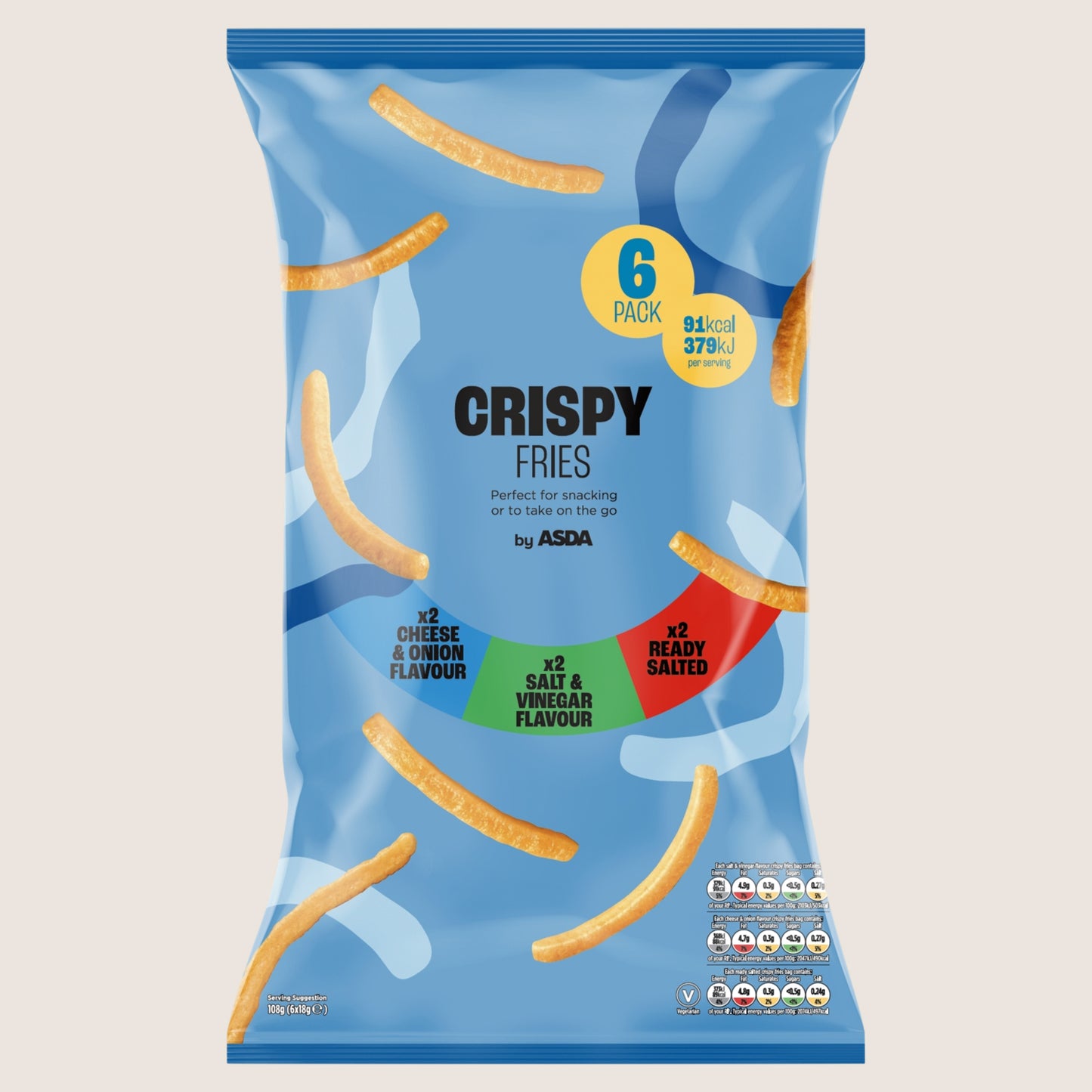 ASDA Crispy Fries No Artificial Additives 6 x 18g