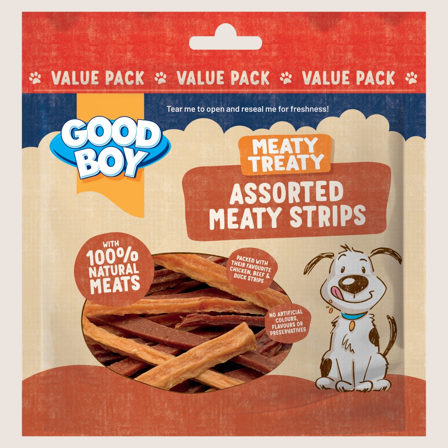 Good Boy Meaty Treaty Assorted Meaty Strips No Artificial Additives 220g