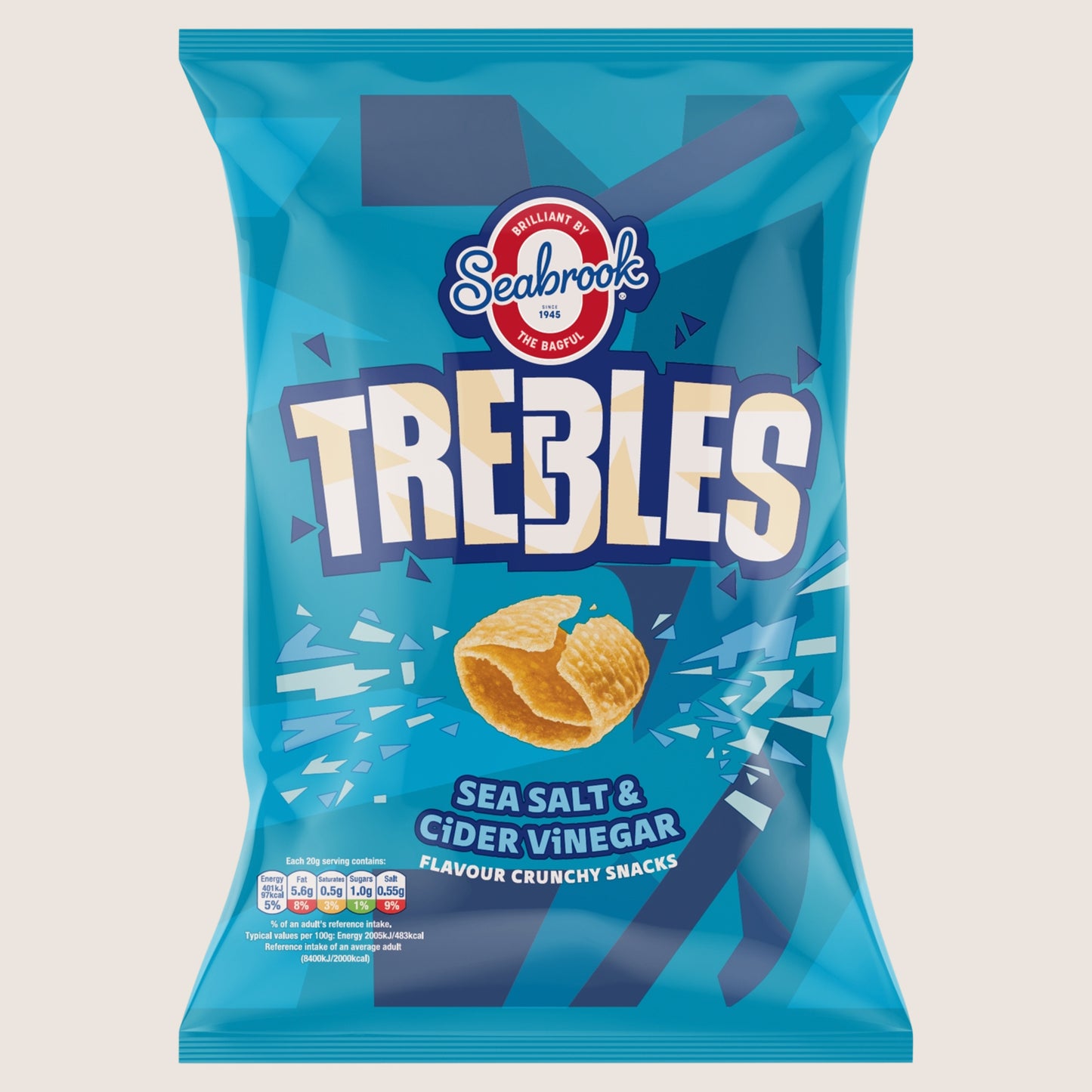Seabrook Trebles Sea Salt & Cider Vinegar Flavour Crunchy Snacks Gluten Free 120g