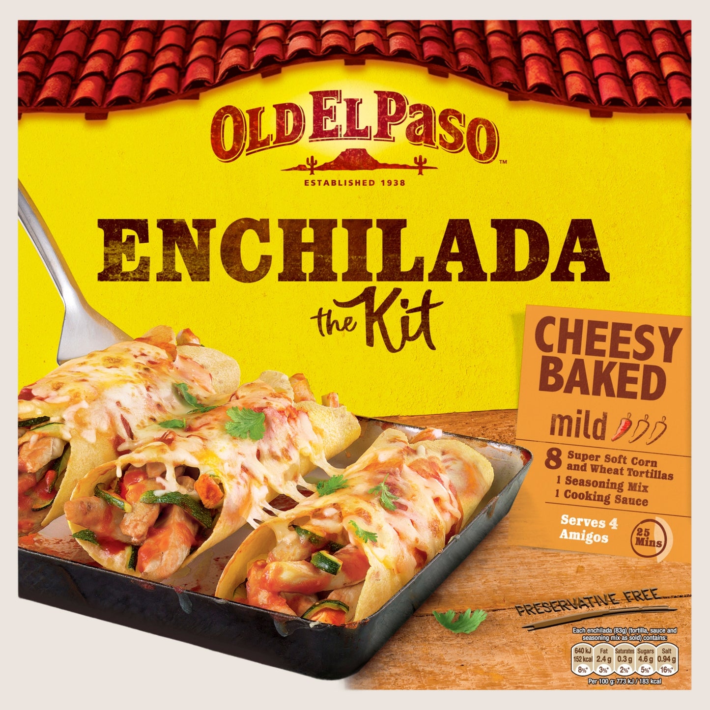 Old El Paso Cheesy Baked Enchilada Kit Free From Preservatives 663g