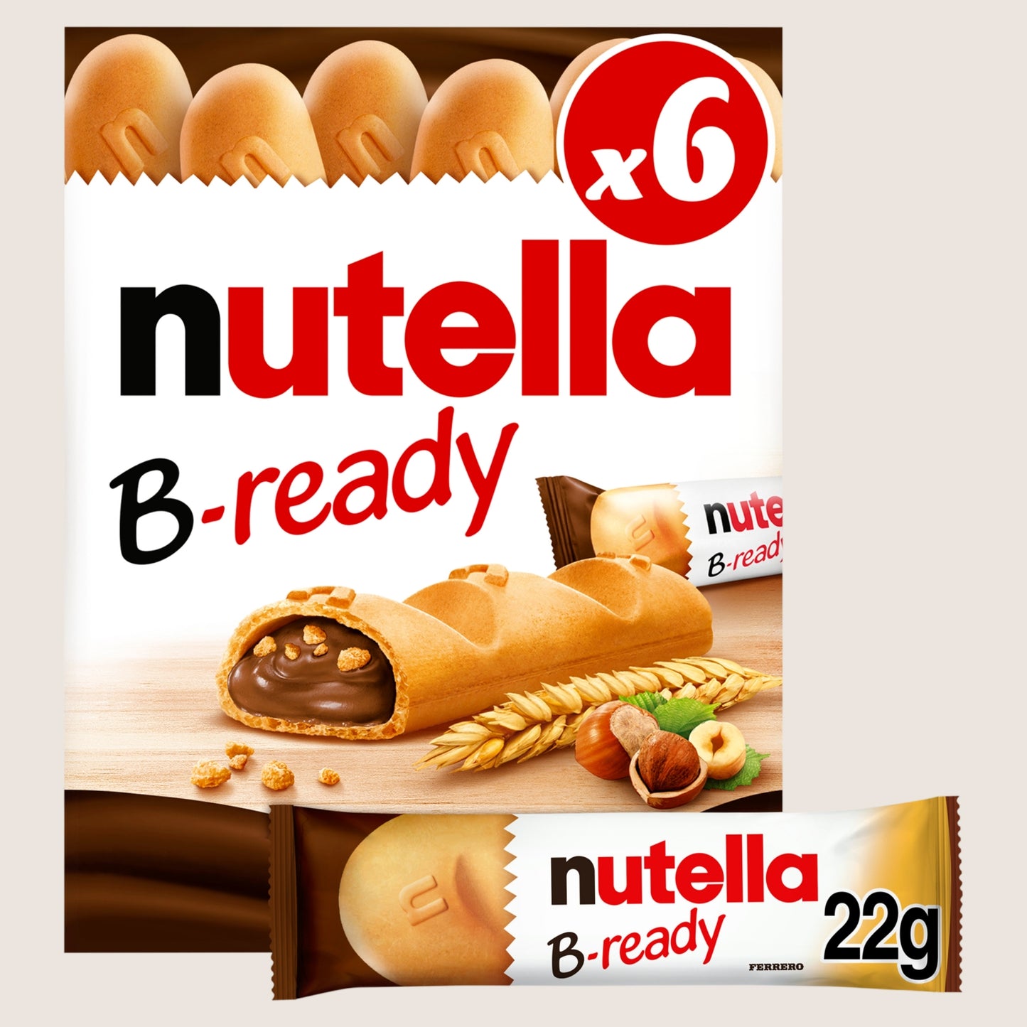 Nutella - 6 Bars x Wafers filled with Nutella Free From Artificial Additives 132g