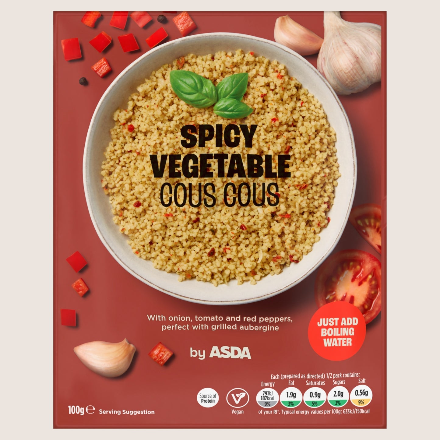 ASDA Spicy Vegetable Cous Cous Vegan Friendly 100g