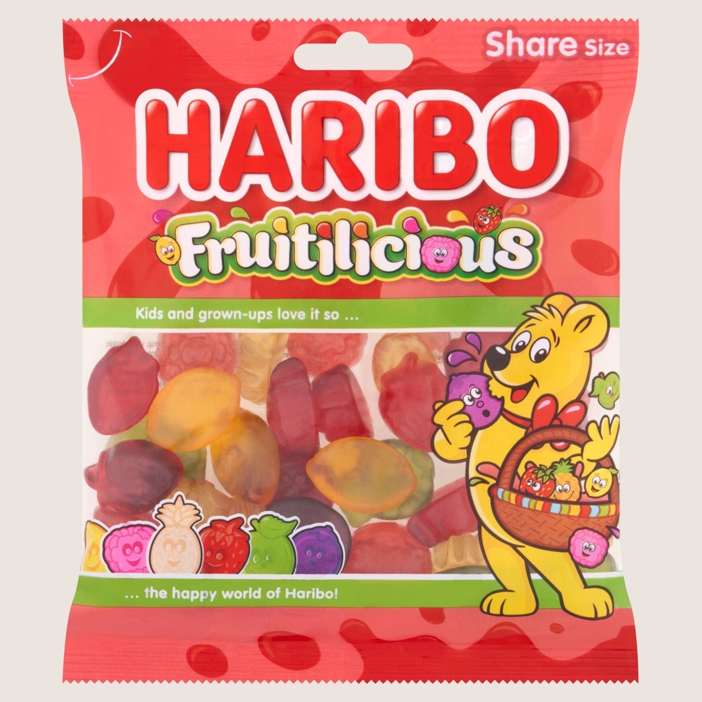 Haribo Fruitilicious Jelly Fruit Gums Sweets Sharing Bag 150g