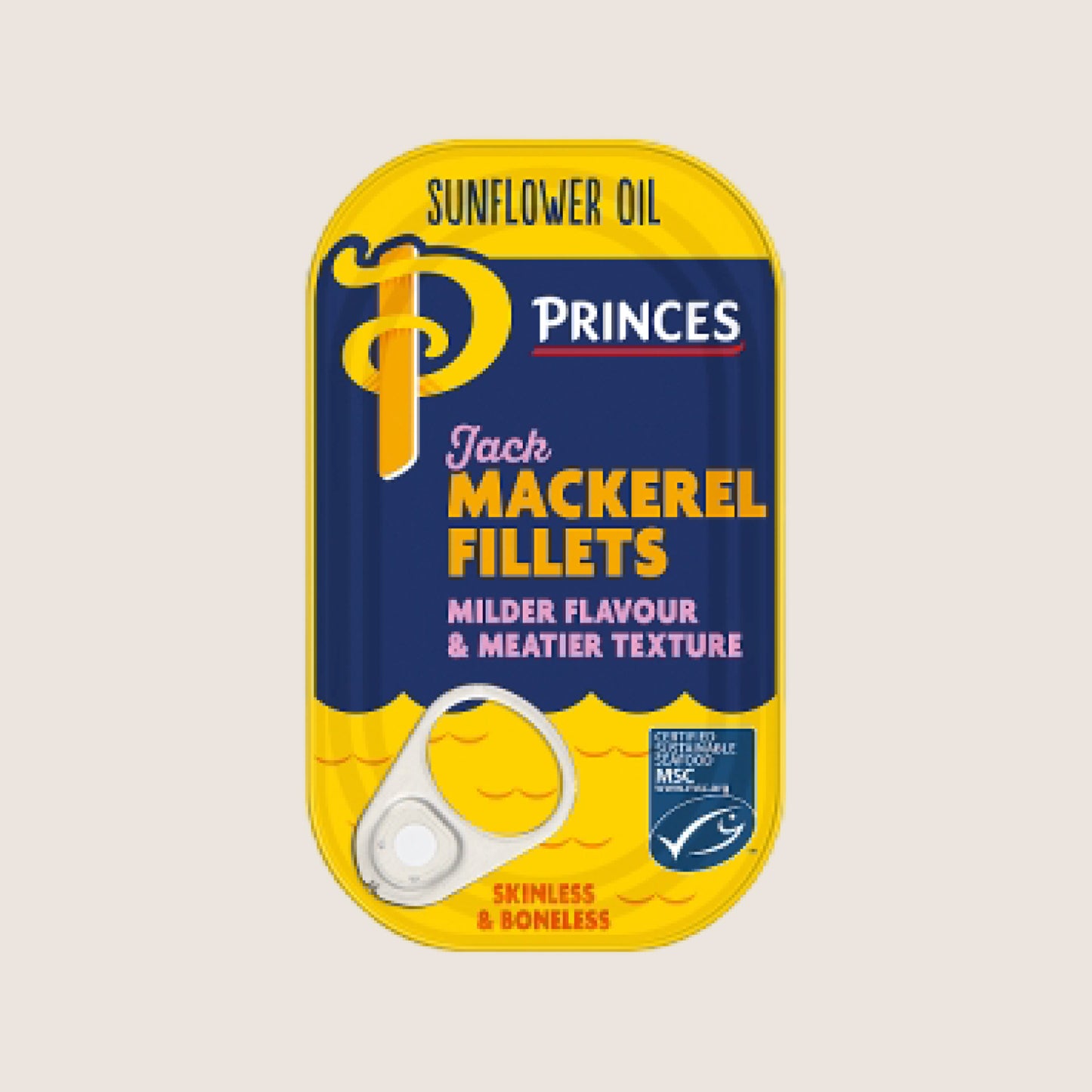 Princes Sunflower Oil Jack Mackerel Fillets High in Protein 125g
