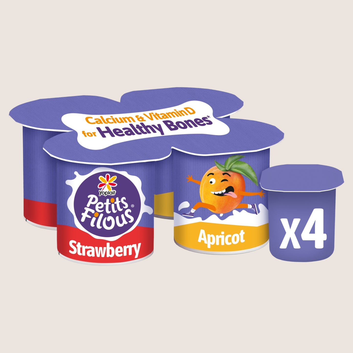 Petits Filous Big Pots Strawberry and Apricot Fromage Frais Gentle Formula 4 x 85g