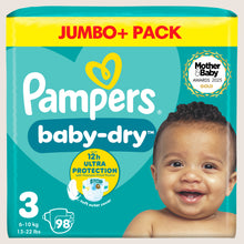 Pampers Baby-Dry Size 3, , - Jumbo+ Pack Size 3 98 Nappie 6kg