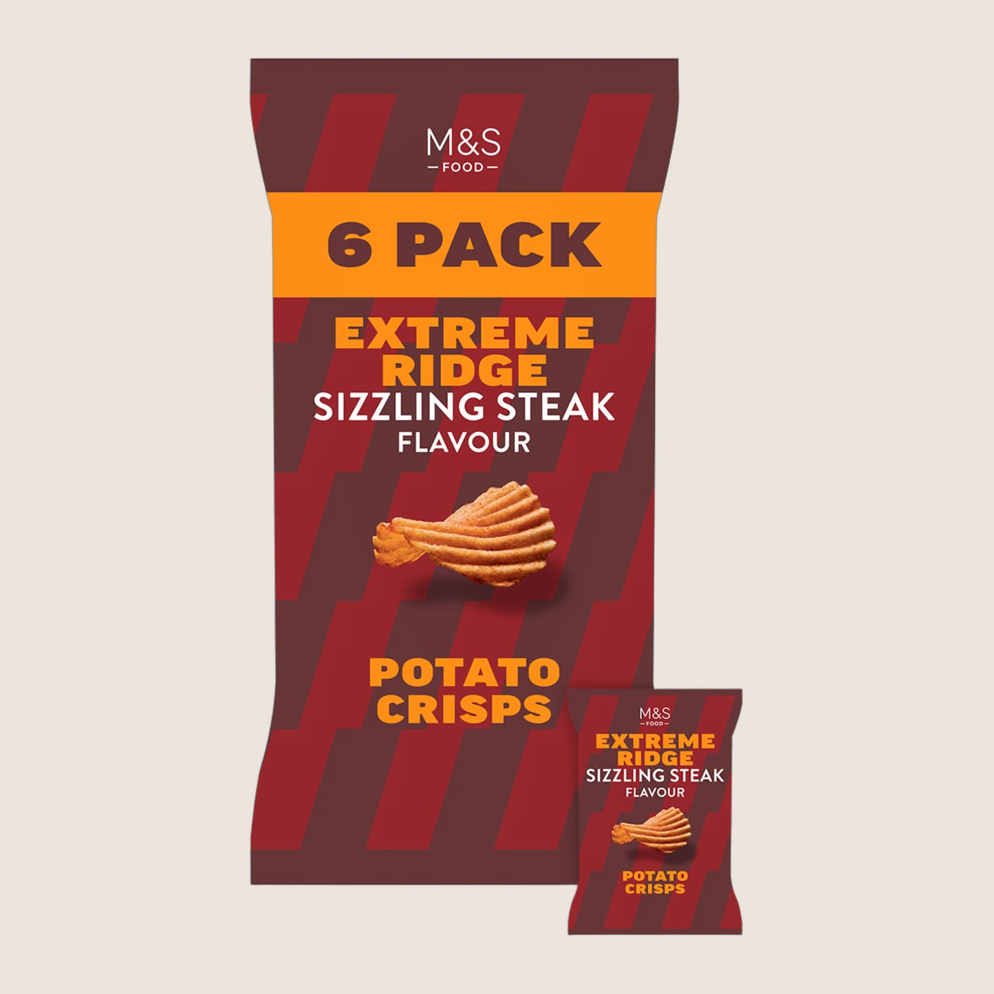 M&S Extreme Ridge Sizzling Steak Flavour Potato Crisps 150 g