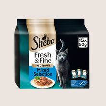Sheba Fresh & Fine Adult Wet Cat Food Fish In Gravy Pouches With Taurine 15 x 50g