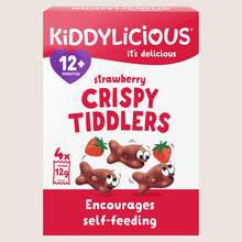 Kiddylicious Strawberry Crispy Tiddlers 12+ Months No Artificial Additives 4 x 12g