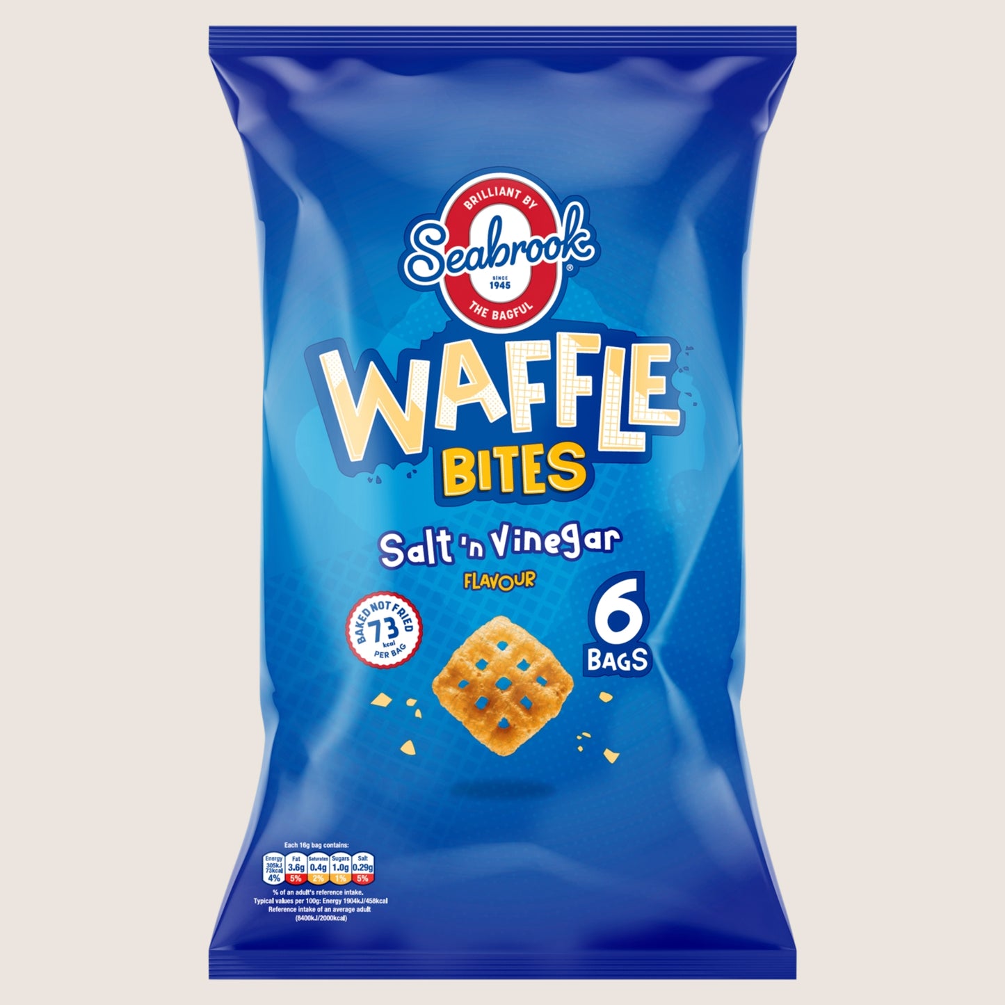 Seabrook Salt 'N Vinegar Flavour Waffle Bites Gluten Free 6 x 16g