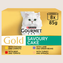 Gourmet Gold Savoury Cake Meat and Veg Variety Wet Cat Food With Taurine 8x85g